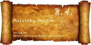Malitsky Aszter névjegykártya